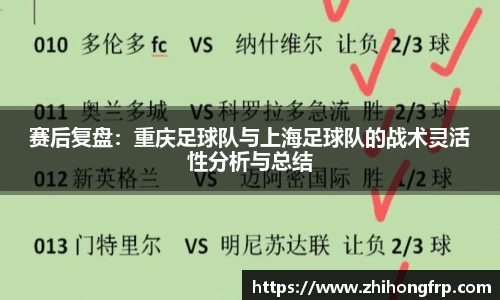 赛后复盘：重庆足球队与上海足球队的战术灵活性分析与总结